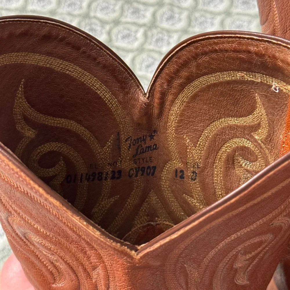 Tony Lama Brown Leather Men’s Western Cowboy Boots Size 12 D Workwear Classic